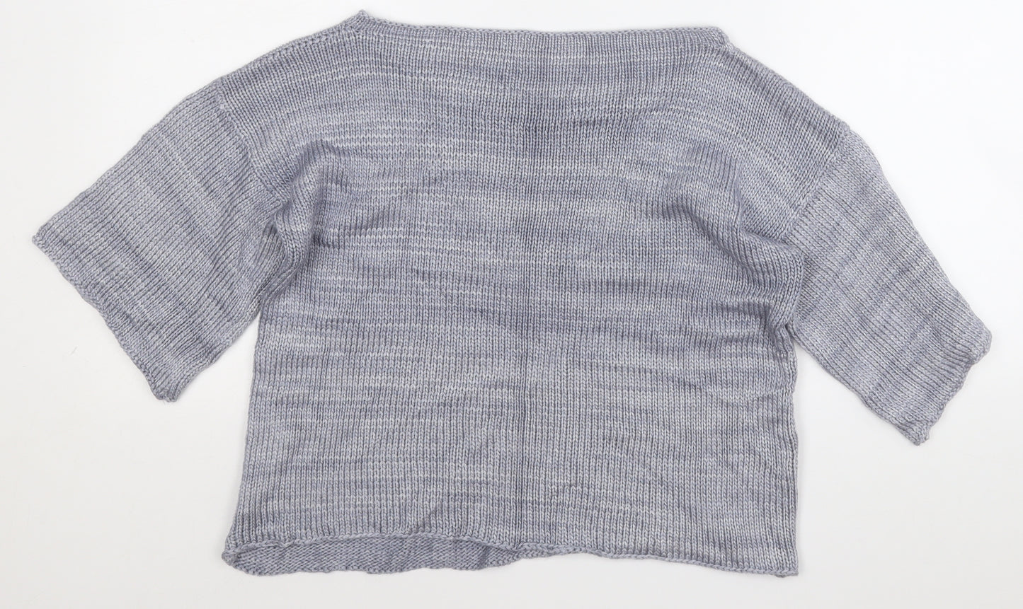 Preworn Womens Grey Round Neck Geometric Acrylic Pullover Jumper Size S