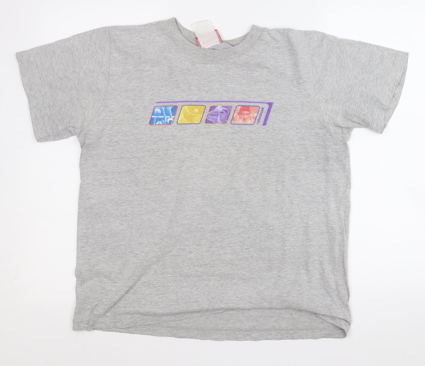 Reebok Womens Grey  Cotton Basic T-Shirt Size M Round Neck