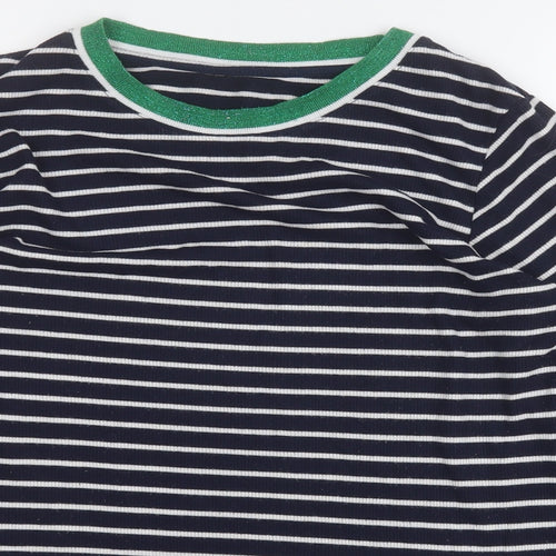 George Womens Blue Round Neck Striped Polyester Pullover Jumper Size 12