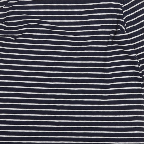 George Womens Blue Round Neck Striped Polyester Pullover Jumper Size 12