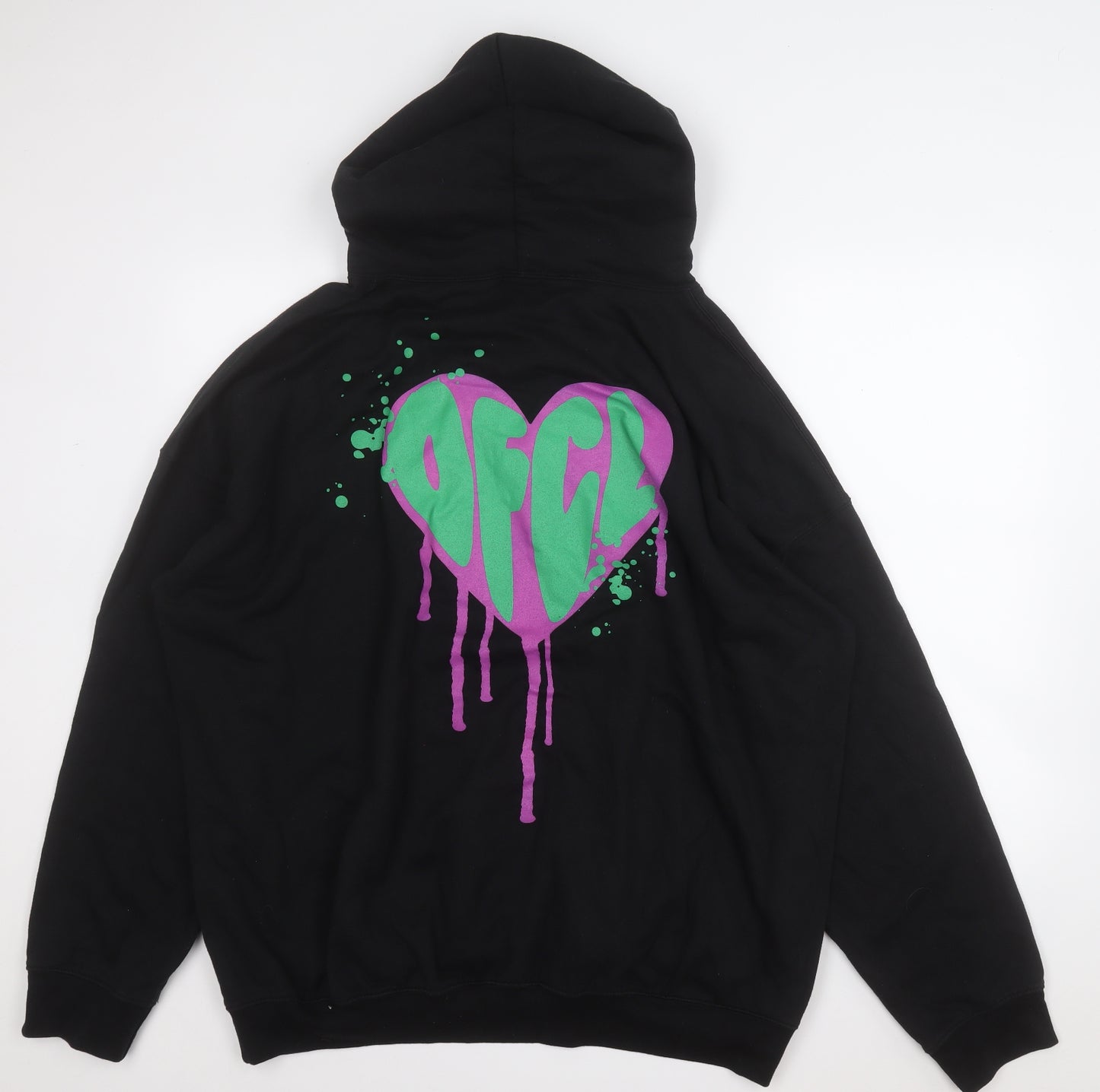 Boohoo Mens Black  Cotton Pullover Hoodie Size L   - Heart Oversized