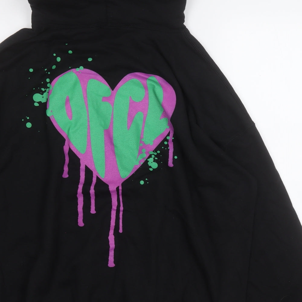 Boohoo Mens Black  Cotton Pullover Hoodie Size L   - Heart Oversized