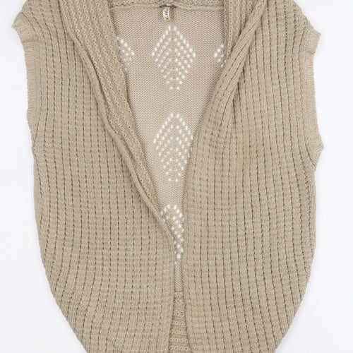 Ribbon Womens Brown Round Neck Geometric Acrylic Cape Jumper Size 12