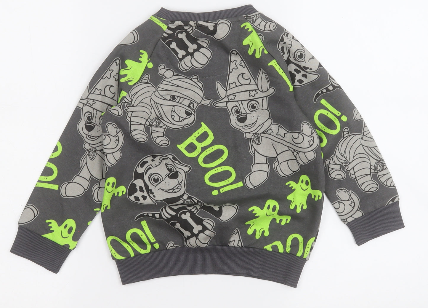 Paw Patrol Boys Grey Geometric Cotton Pullover Sweatshirt Size 3-4 Years   - Halloween Dog