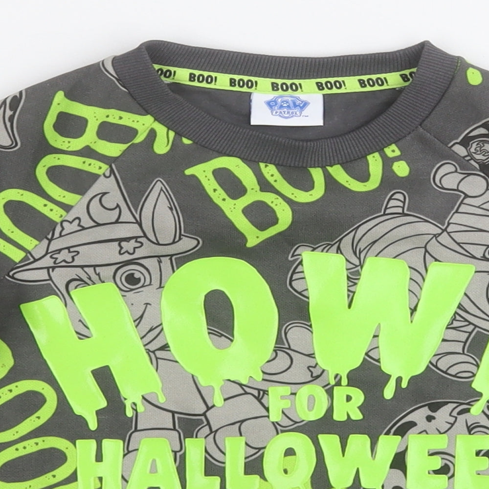 Paw Patrol Boys Grey Geometric Cotton Pullover Sweatshirt Size 3-4 Years   - Halloween Dog