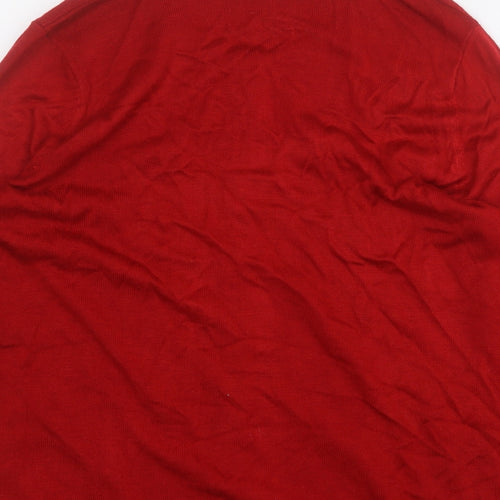 BM Womens Red Round Neck Geometric Acrylic Pullover Jumper Size M