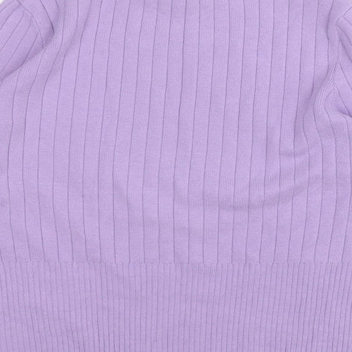 Marks and Spencer Womens Purple Round Neck Geometric Viscose Pullover Jumper Size 14