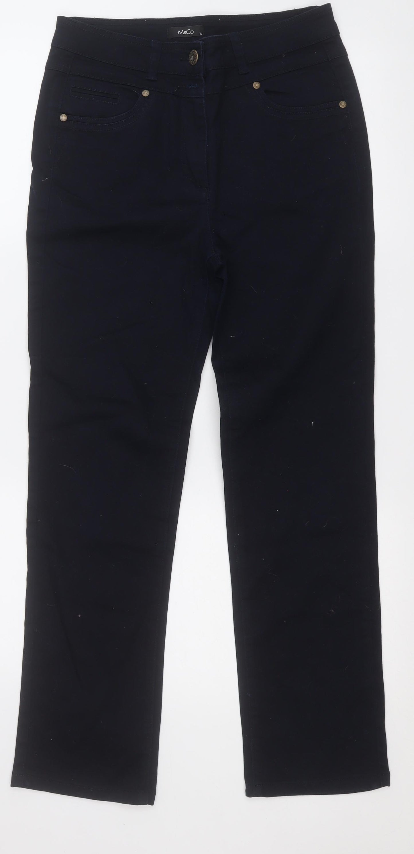 M&Co Womens Black  Cotton Straight Jeans Size 10 L27 in Regular