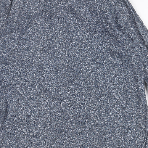 NEXT Mens Blue Geometric Cotton  Button-Up Size L Collared
