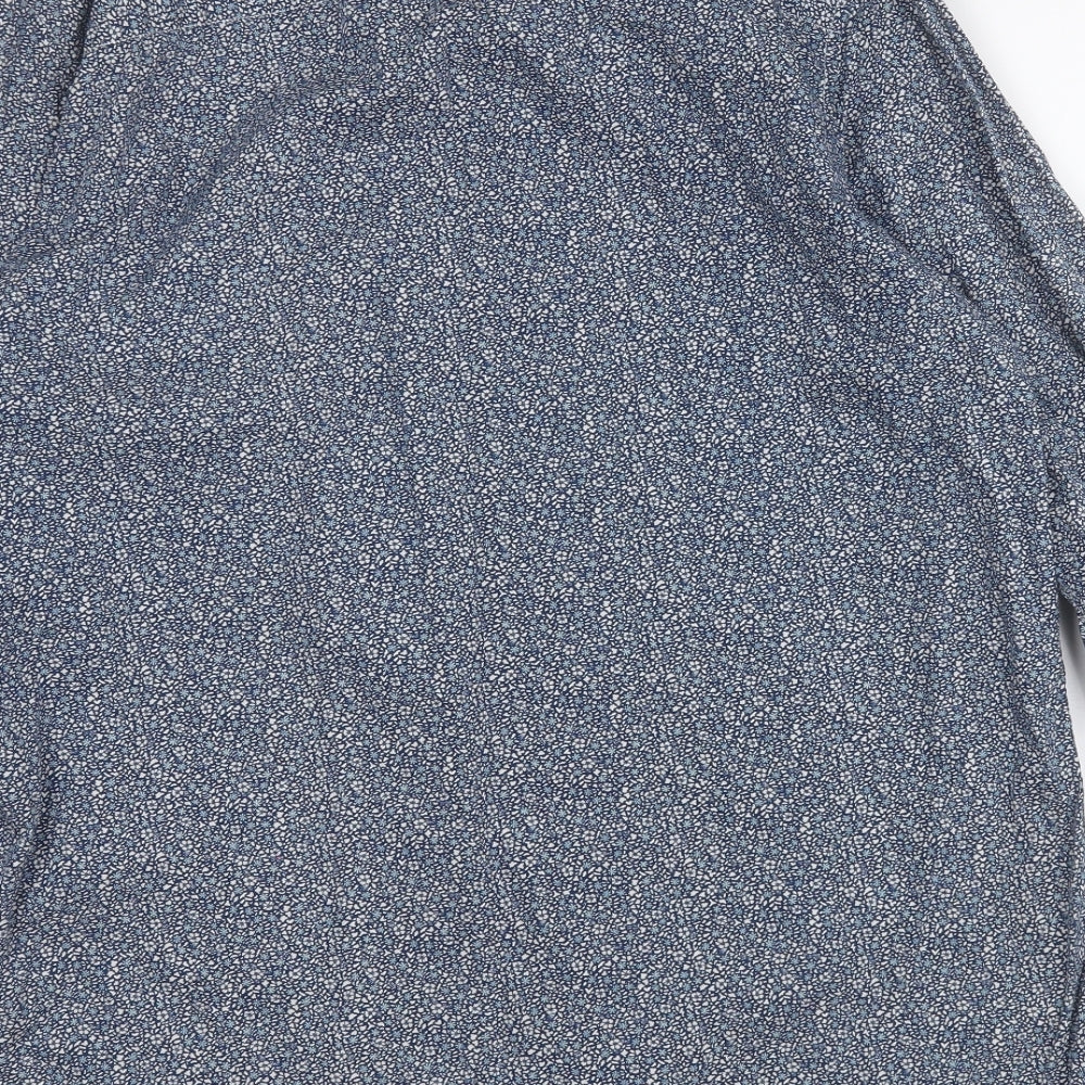 NEXT Mens Blue Geometric Cotton  Button-Up Size L Collared