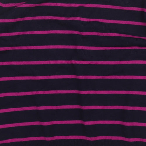 Marks and Spencer Womens Purple V-Neck Striped Acrylic Pullover Jumper Size 12