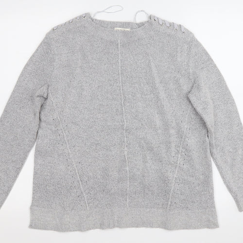 Marks and Spencer Womens Grey Round Neck  Acrylic Pullover Jumper Size 10