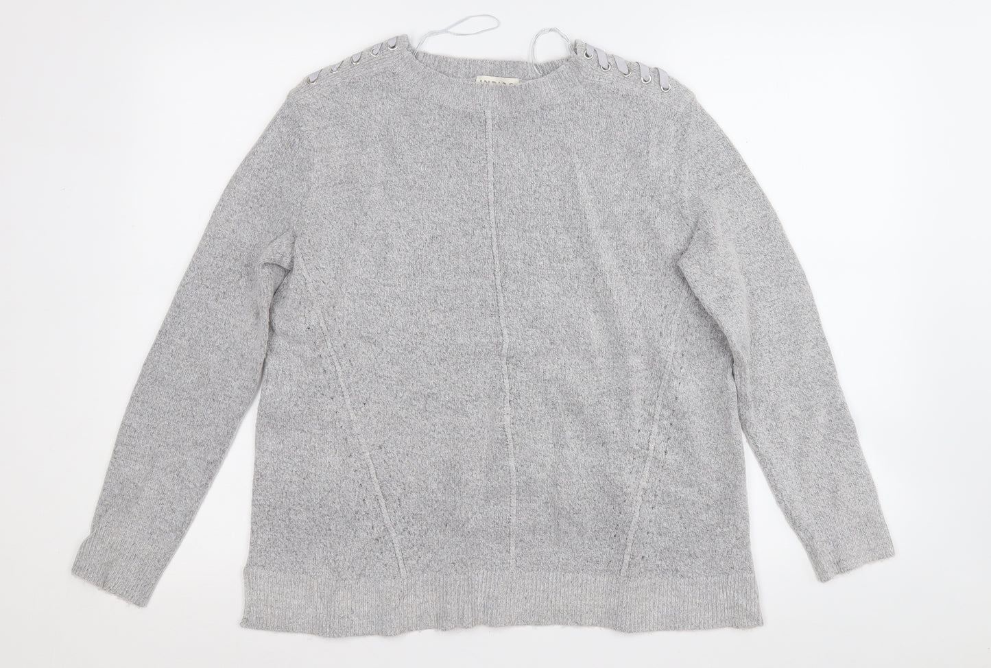 Marks and Spencer Womens Grey Round Neck  Acrylic Pullover Jumper Size 10