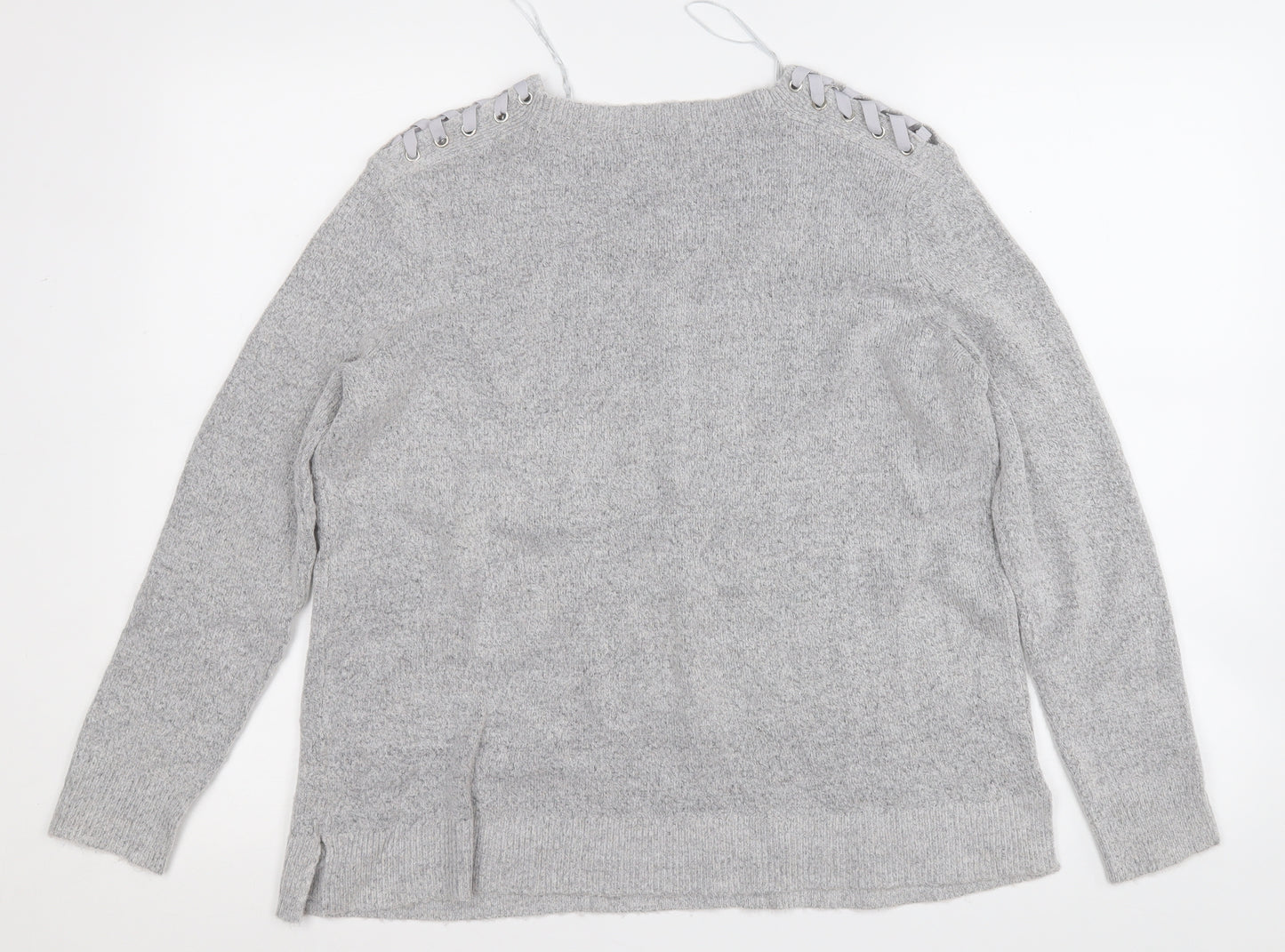 Marks and Spencer Womens Grey Round Neck  Acrylic Pullover Jumper Size 10