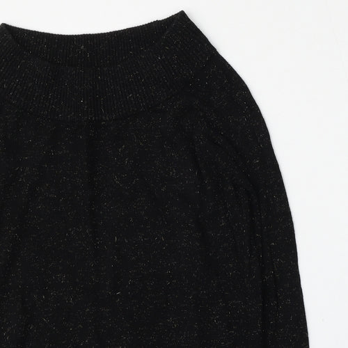 Bira Womens Black Mock Neck  Nylon Pullover Jumper Size 12