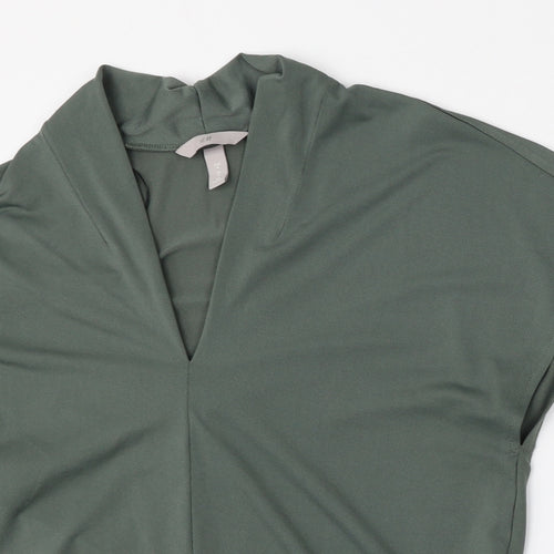 H&M Womens Green V-Neck  Polyester Pullover Jumper Size M