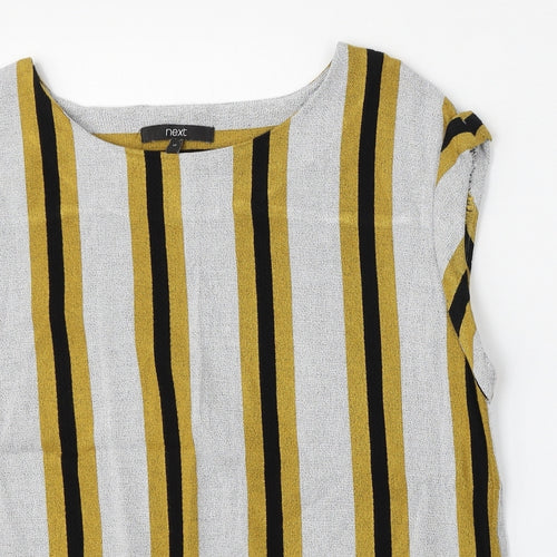 NEXT Womens Multicoloured Round Neck Striped Viscose Pullover Jumper Size 12