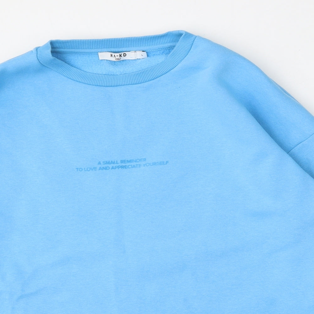 Nakd Womens Blue  Cotton Pullover Sweatshirt Size L