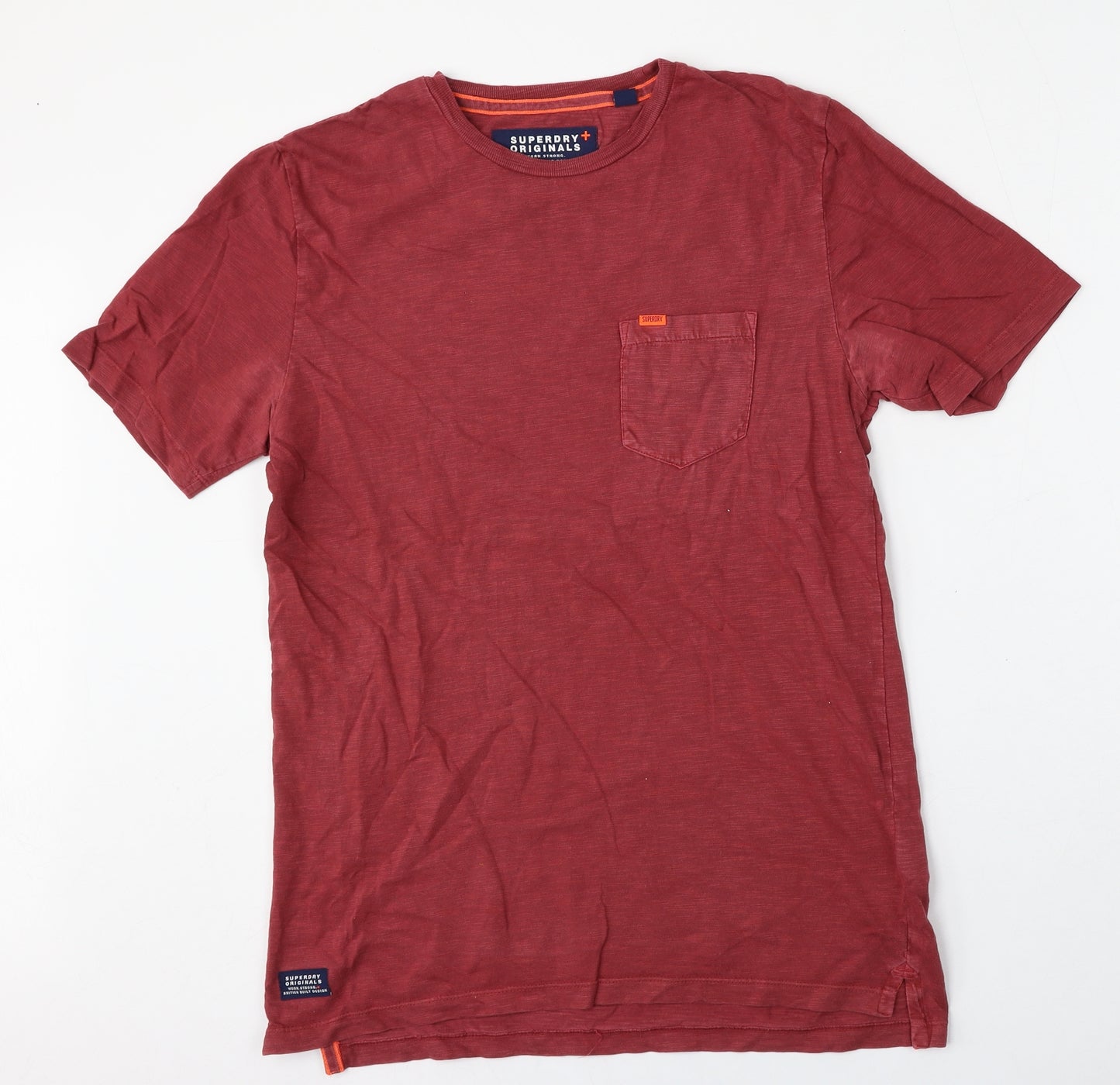 Superdry Mens Red  Polyester  T-Shirt Size S Round Neck