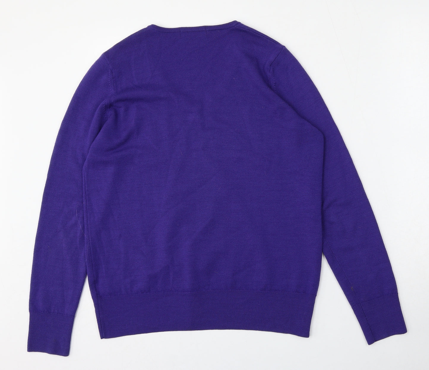 Marks and Spencer Womens Purple V-Neck  Wool Pullover Jumper Size 12