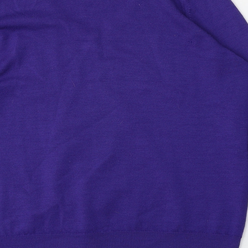 Marks and Spencer Womens Purple V-Neck  Wool Pullover Jumper Size 12
