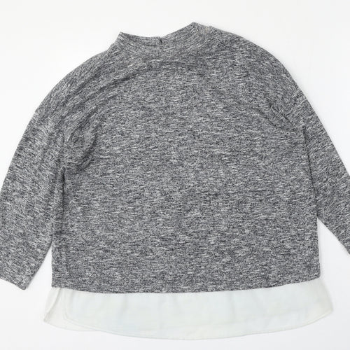 F&F Womens Grey Round Neck  Polyester Pullover Jumper Size 16