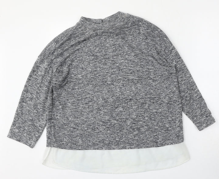 F&F Womens Grey Round Neck Polyester Pullover Jumper Size 16