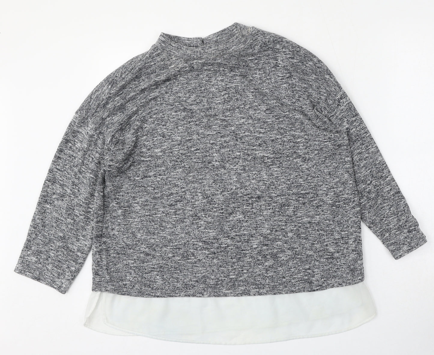 F&F Womens Grey Round Neck  Polyester Pullover Jumper Size 16