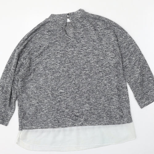 F&F Womens Grey Round Neck  Polyester Pullover Jumper Size 16