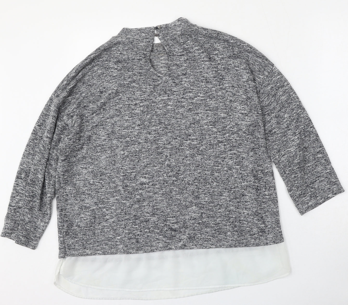 F&F Womens Grey Round Neck  Polyester Pullover Jumper Size 16