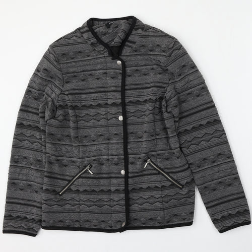 Klaas Womens Grey Geometric  Jacket  Size 10  Zip
