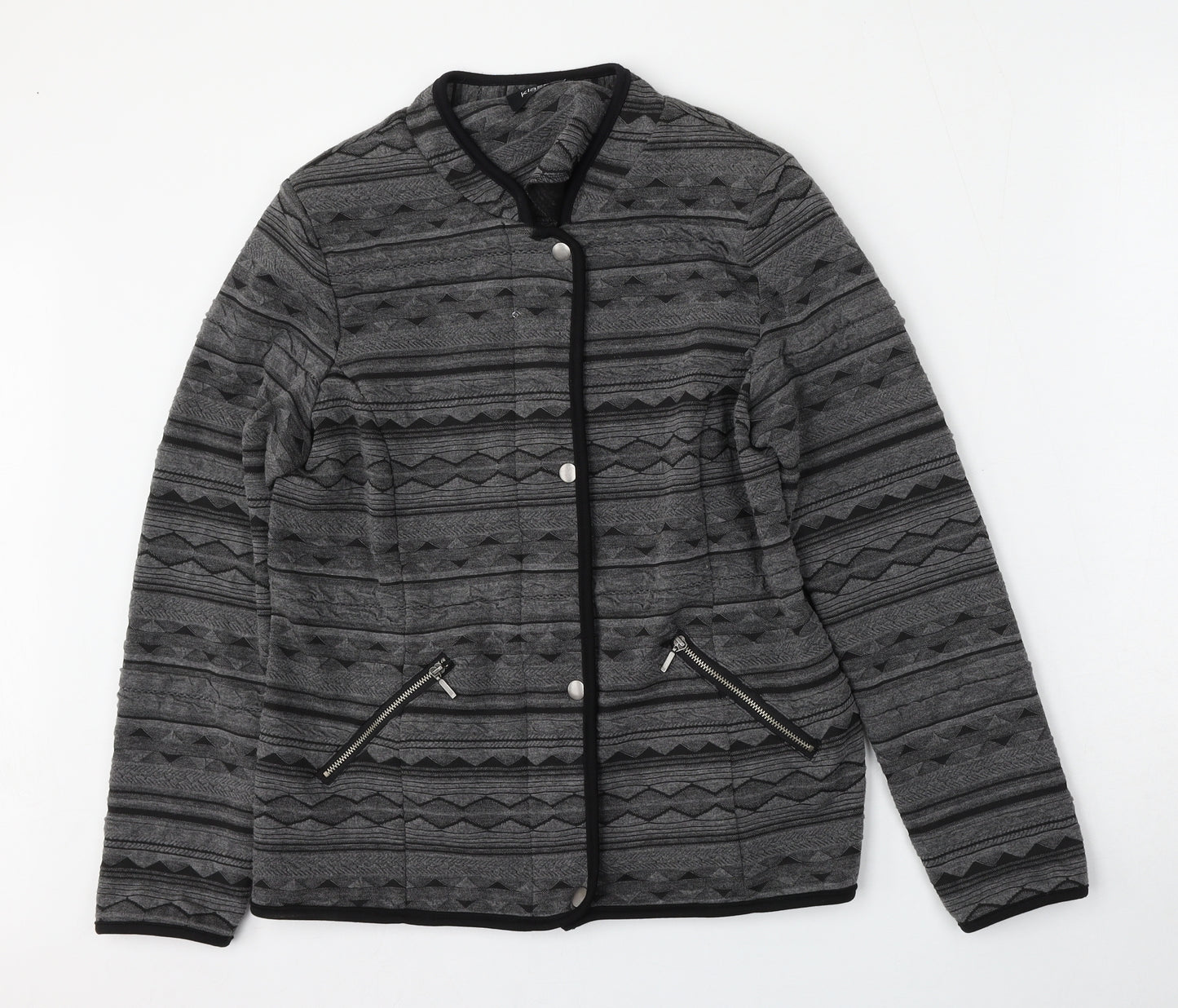 Klaas Womens Grey Geometric  Jacket  Size 10  Zip