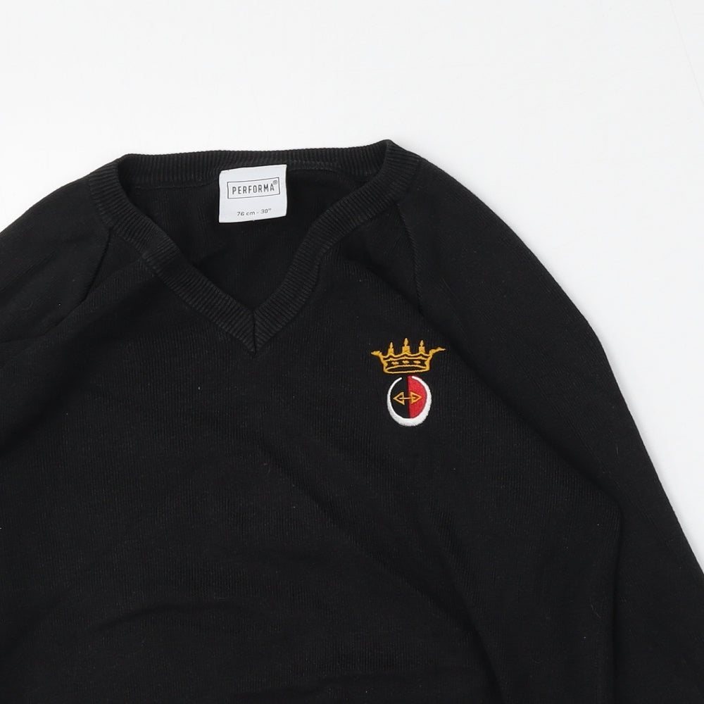 Performa Boys Black  Cotton Pullover Sweatshirt Size 9-10 Years
