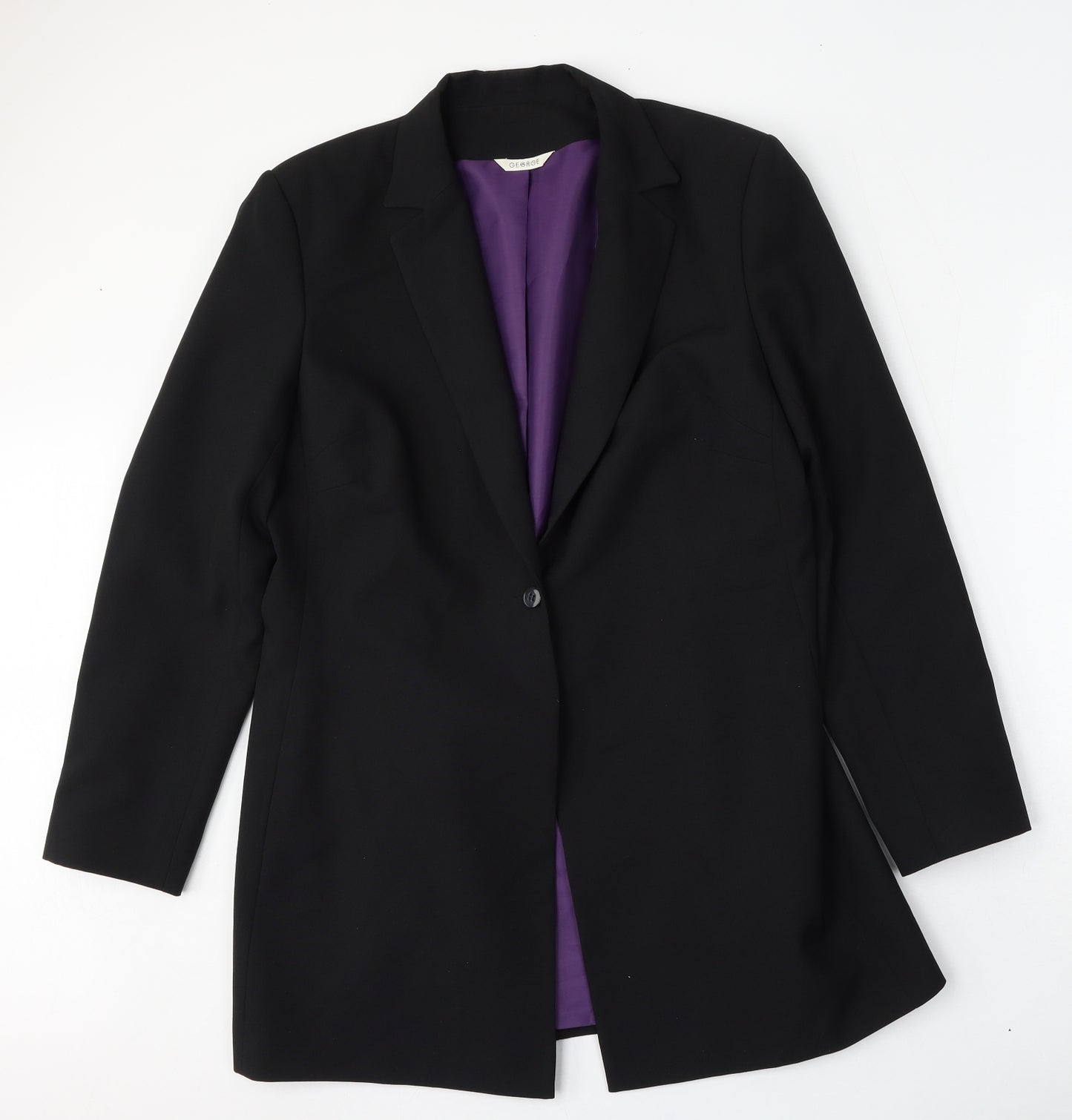 George Womens Black  Polyester Jacket Blazer Size 16