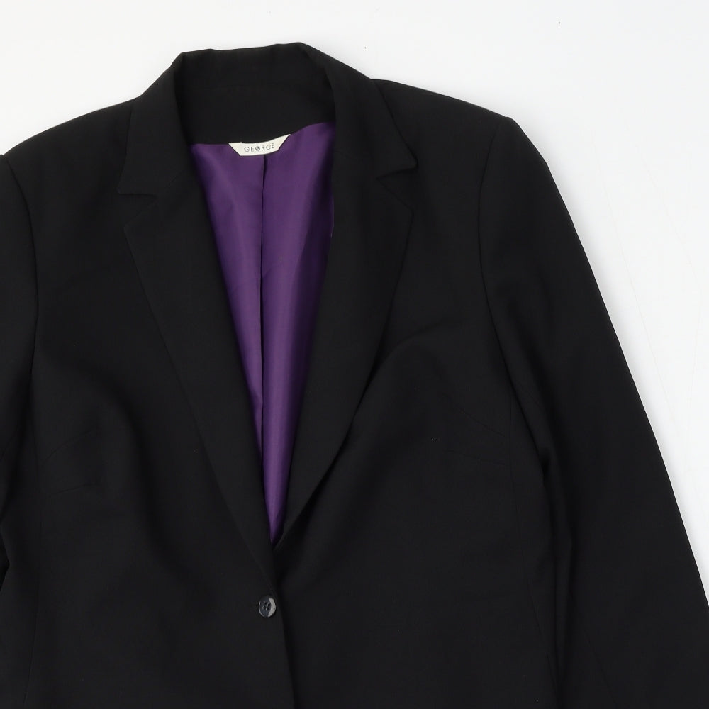 George Womens Black  Polyester Jacket Blazer Size 16