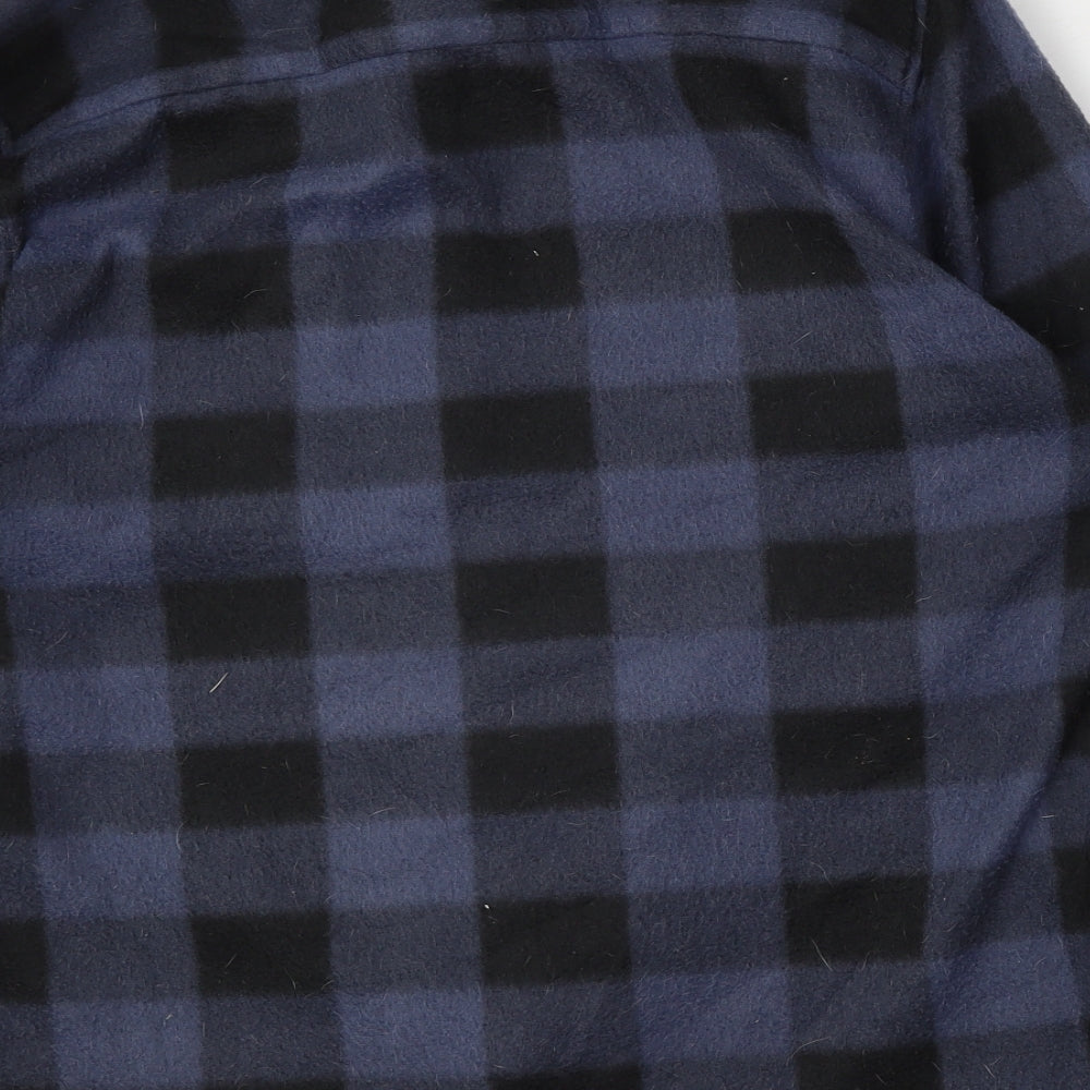 Groundwork Mens Blue Check Polyester  Button-Up Size M Collared Button