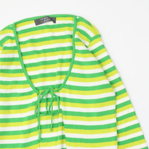 Primark Womens Multicoloured Round Neck Striped Acrylic Pullover Jumper Size 14