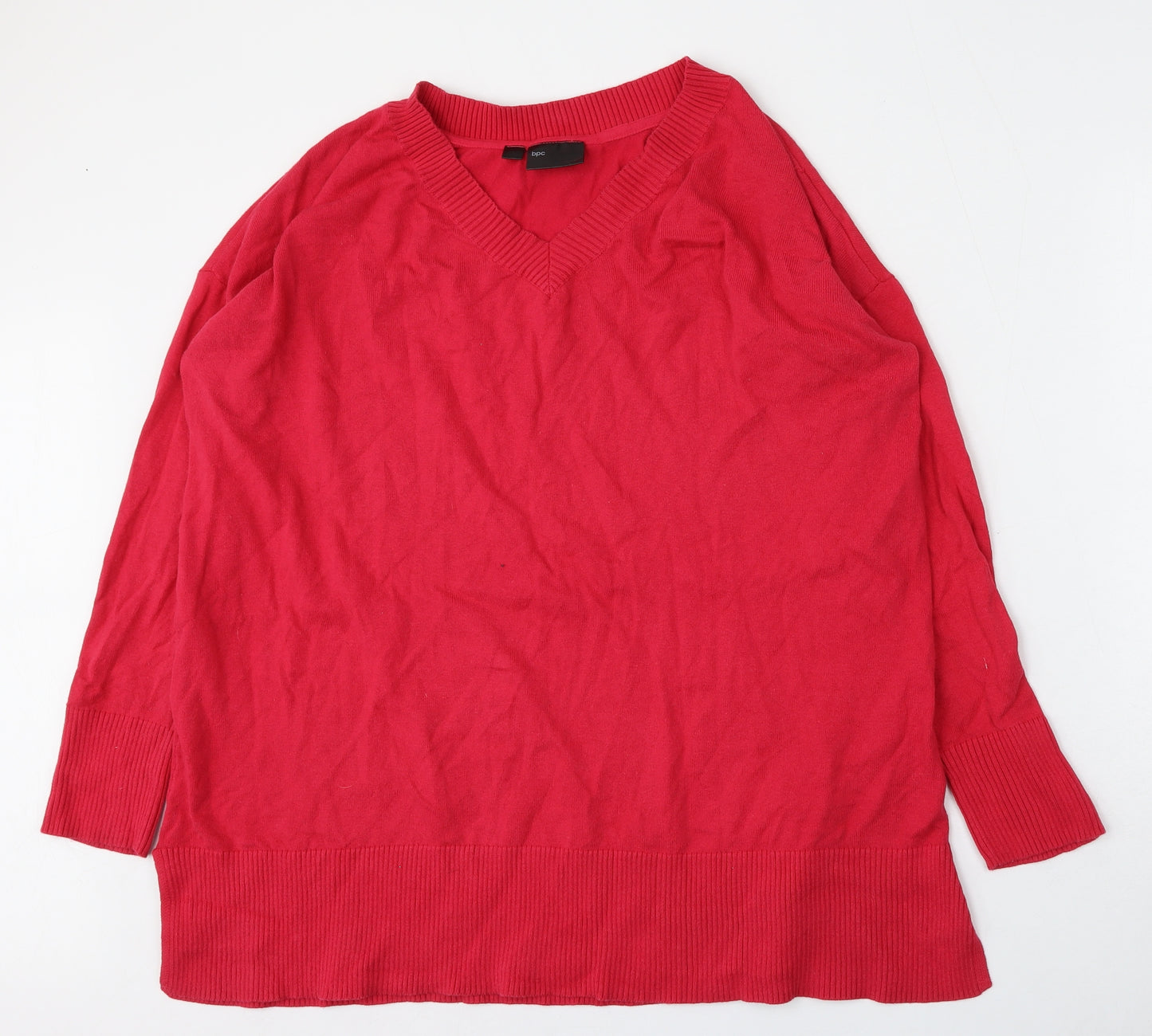 BPC Womens Pink V-Neck  Cotton Pullover Jumper Size 20
