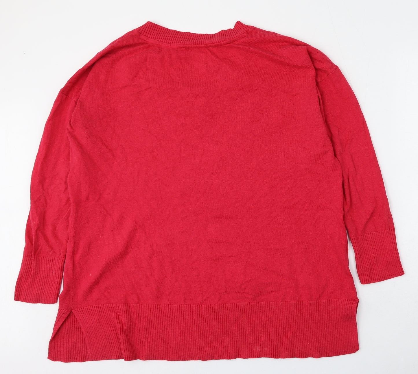 BPC Womens Pink V-Neck  Cotton Pullover Jumper Size 20