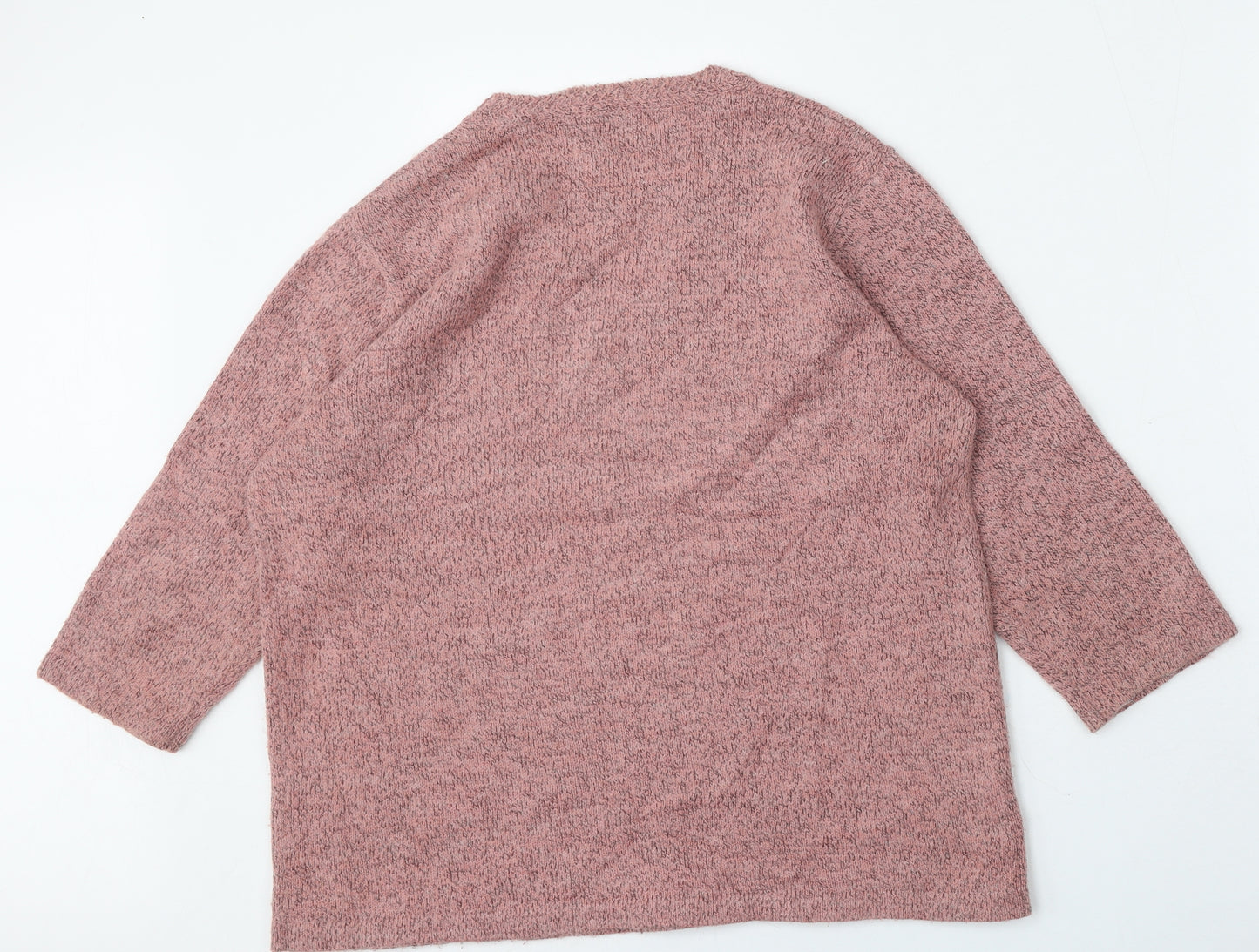 Damart Womens Pink V-Neck Floral Acrylic Pullover Jumper Size 14