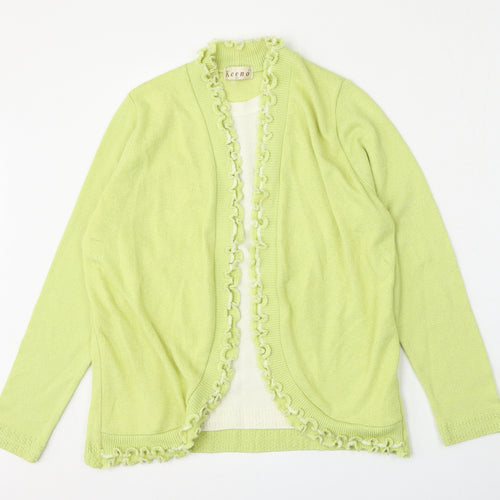 Keeno Womens Green Round Neck  Nylon Cardigan Jumper Size M