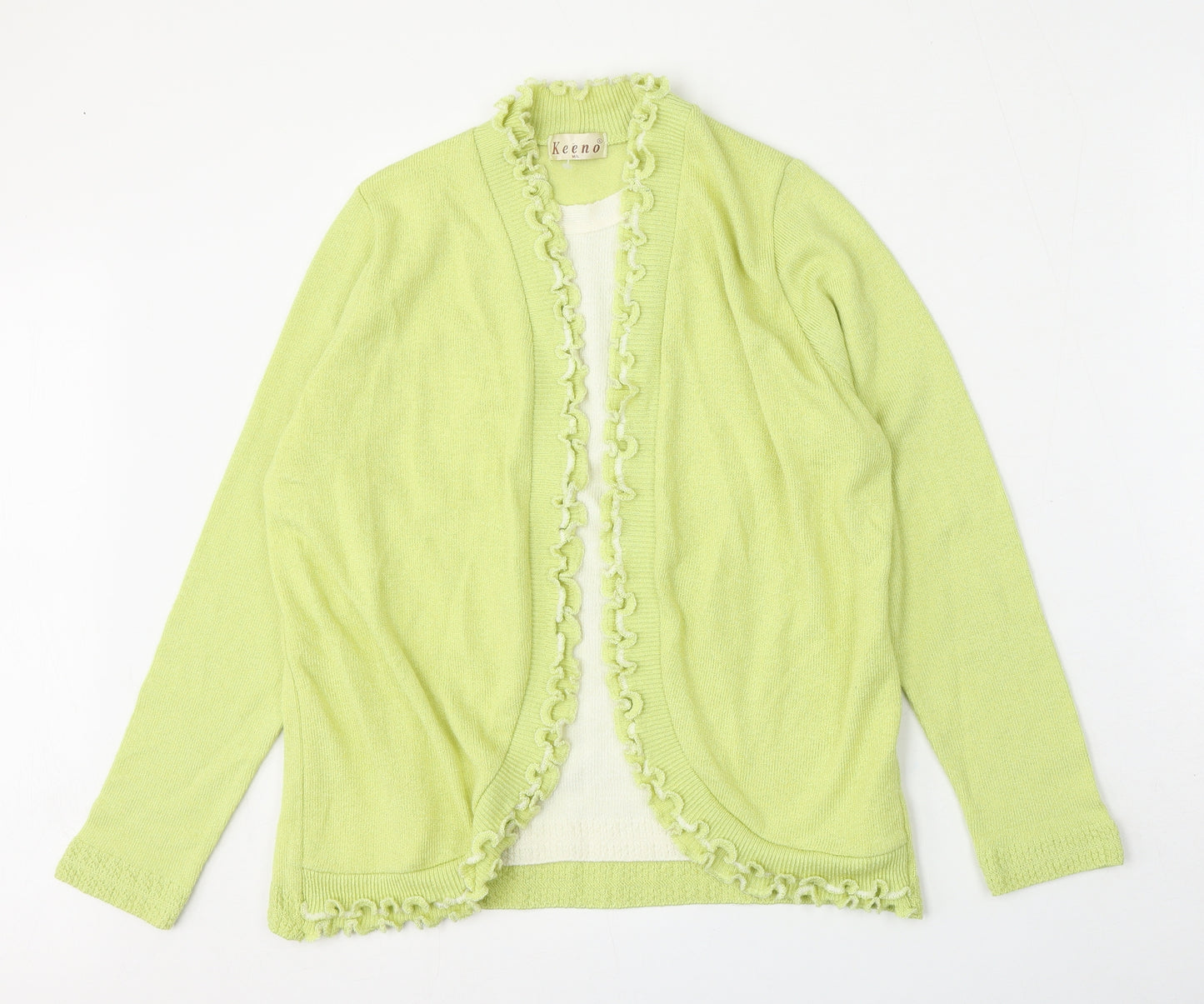 Keeno Womens Green Round Neck  Nylon Cardigan Jumper Size M