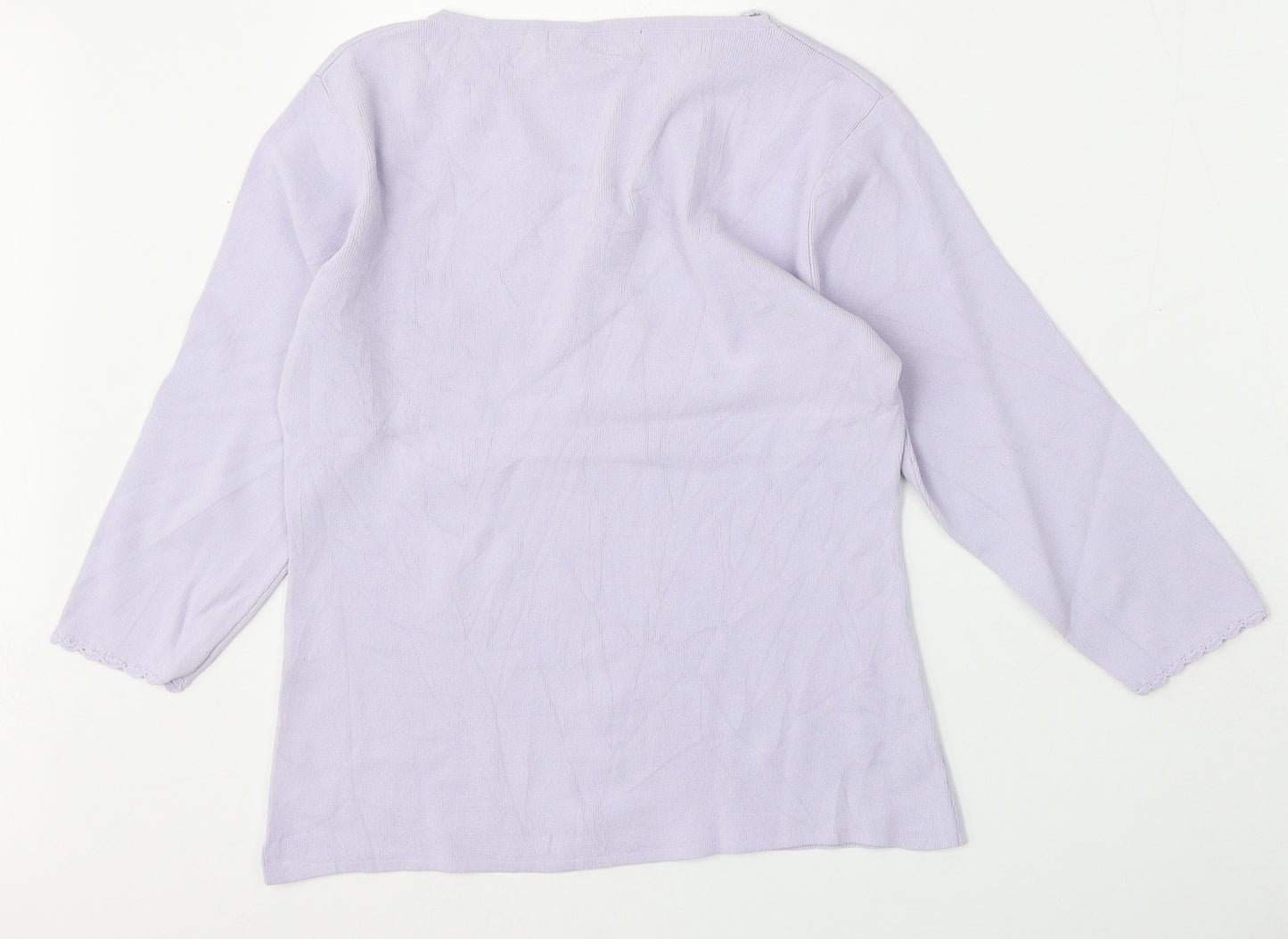 Carolyn Taylor Womens Purple V-Neck  Polyester Pullover Jumper Size S