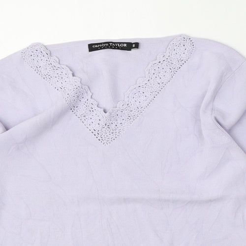 Carolyn Taylor Womens Purple V-Neck  Polyester Pullover Jumper Size S