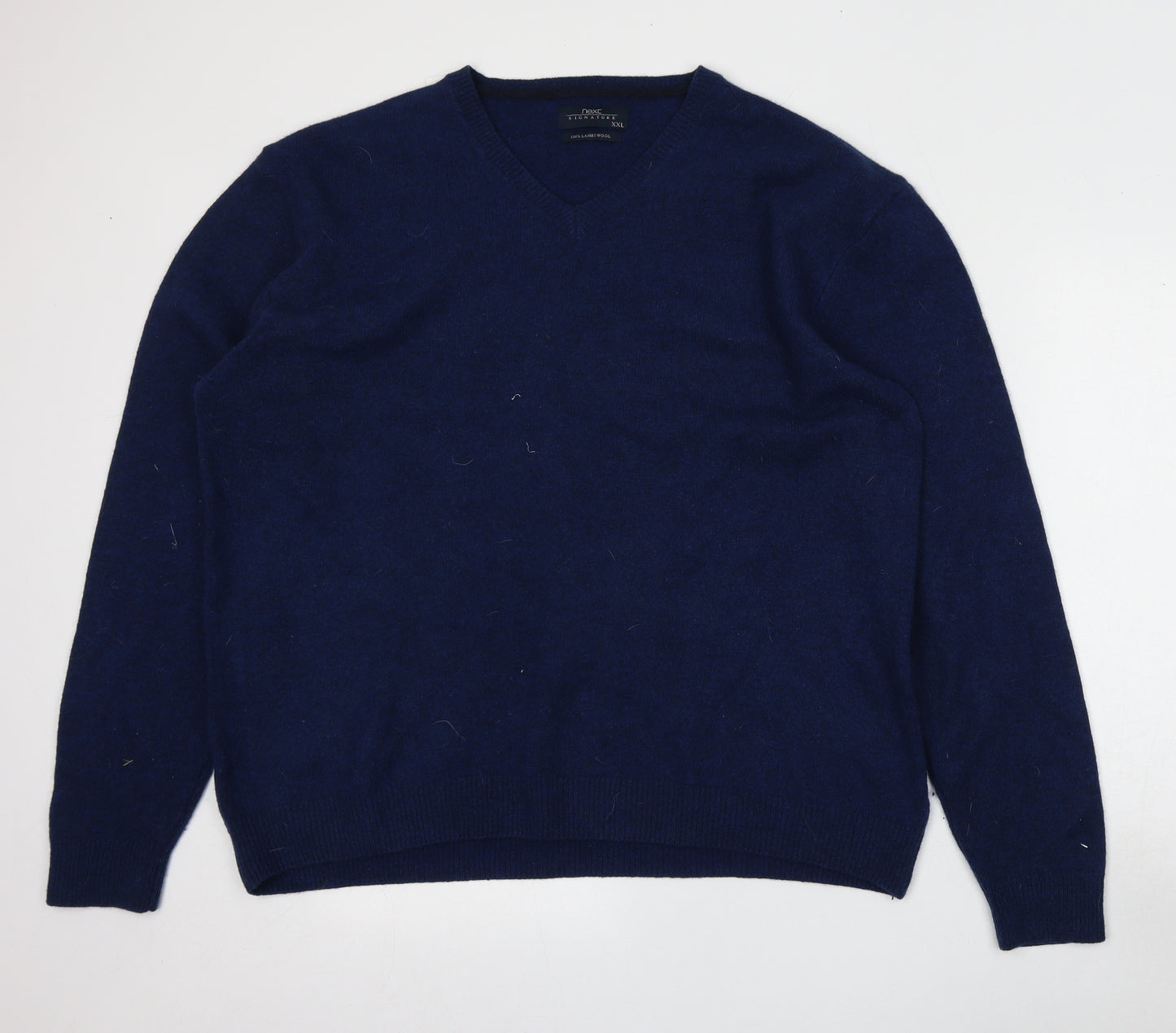 NEXT Mens Blue V-Neck  Wool Cardigan Jumper Size 2XL