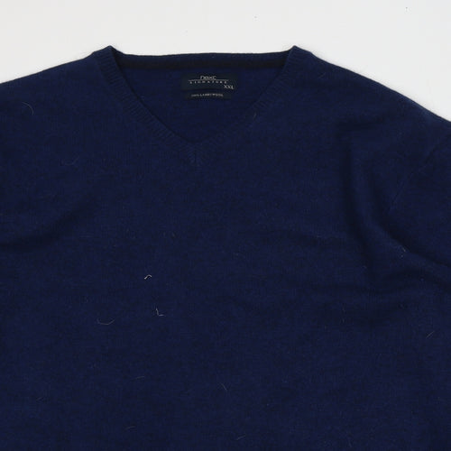 NEXT Mens Blue V-Neck  Wool Cardigan Jumper Size 2XL