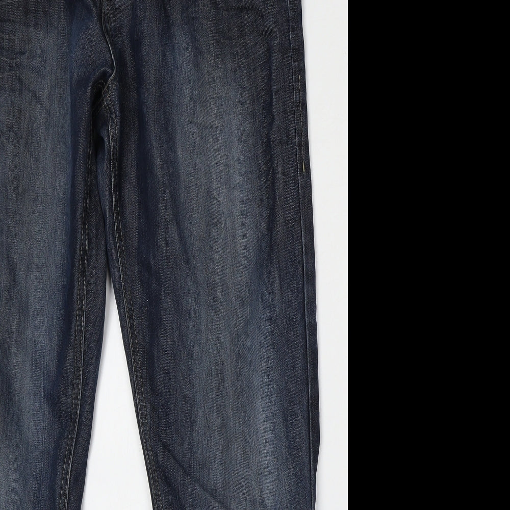 Crosshatch Mens Blue  Cotton Straight Jeans Size 36 L34 in Regular Button