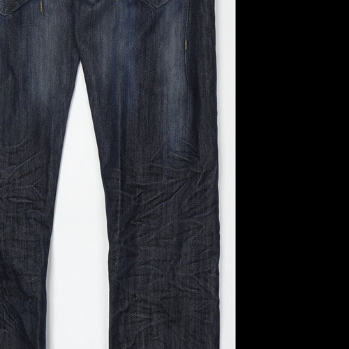 Crosshatch Mens Blue  Cotton Straight Jeans Size 36 L34 in Regular Button