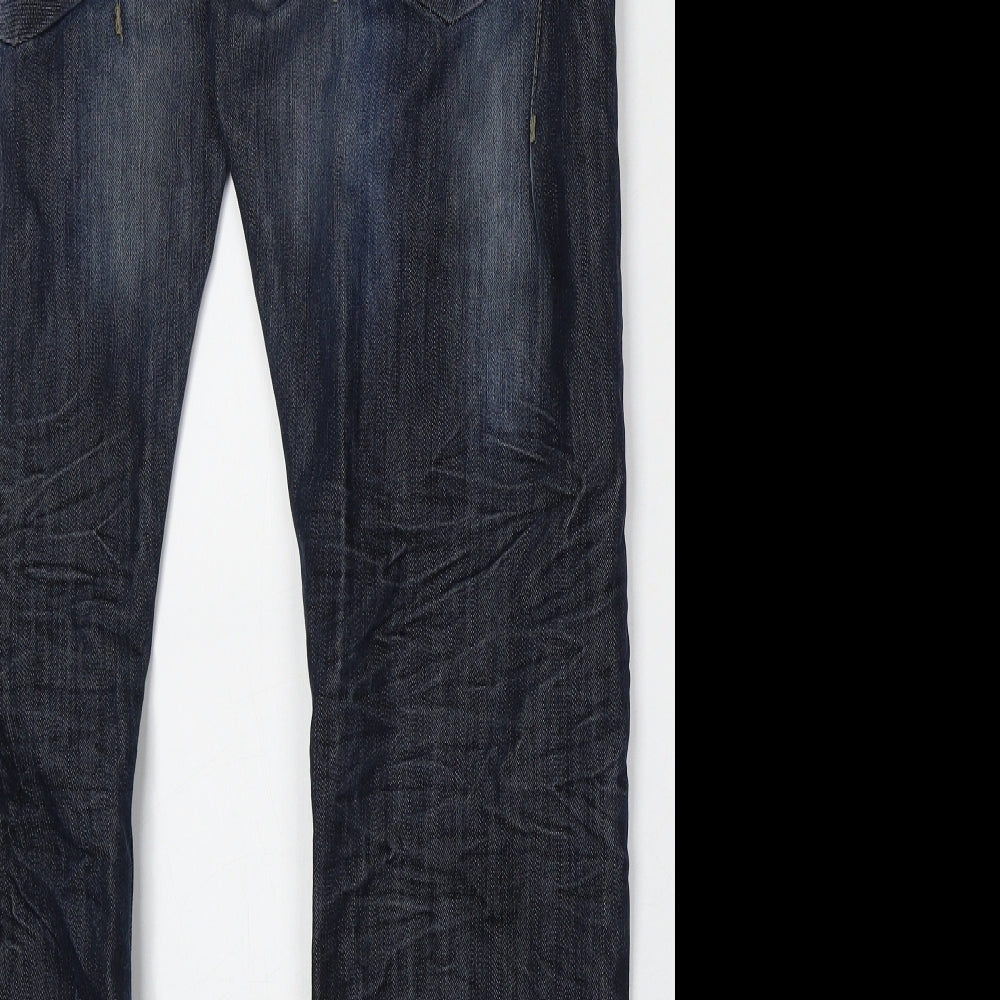 Crosshatch Mens Blue  Cotton Straight Jeans Size 36 L34 in Regular Button