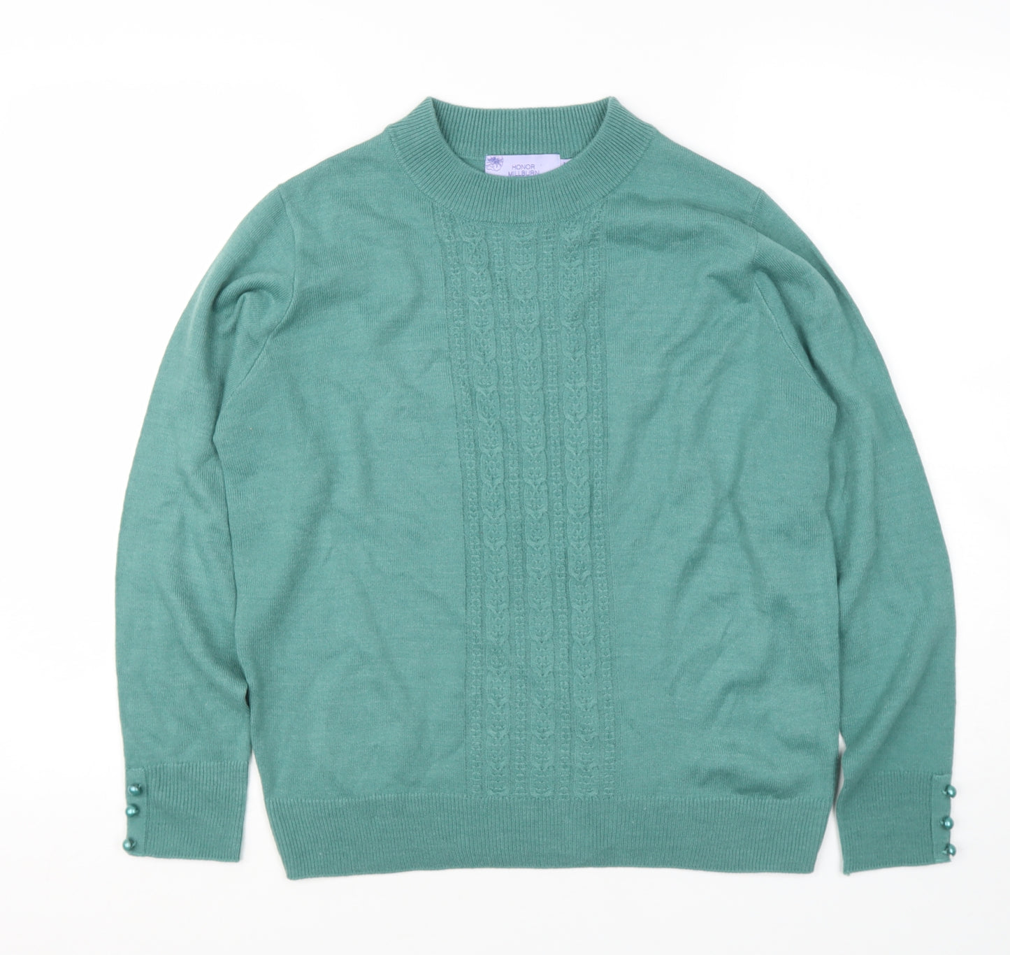 Honor Millburn Womens Green Round Neck  Acrylic Pullover Jumper Size 14